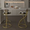 TiramisuBest Set of 2 Round Velvet Bar Stools,Armless Upholstered Counter Chairs for Kitchen Island & Dining Room, Gold & Creamy White - 2 of 4