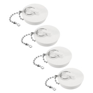 Unique Bargains Rubber Stainless Steel Beaded Chain with Pull Ring Bathtub Drain Stopper 4 Pcs - 1 of 4
