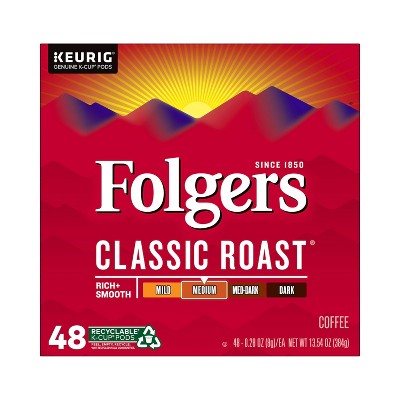 Folgers Classic Medium Roast Coffee Pods - 48ct