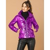 INSPIRE CHIC Women's Holographic Shiny Zipper Metallic Down Puffer Jacket - image 3 of 4