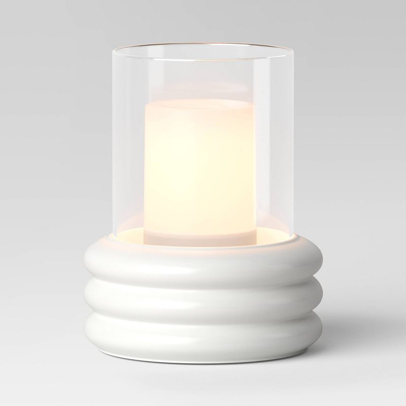 Pillar Concrete/Glass Lantern Candle Holder White - Threshold™, 4 of 7