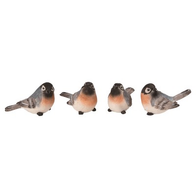 Transpac Small Blue & Peach Bird Set of 4 Spring Home Decorations