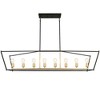 LNC Froebon 8-Light 55.1" Modern Rectangle Oversized Kitchen Island Pendant Lights, Black and Gold - 2 of 4