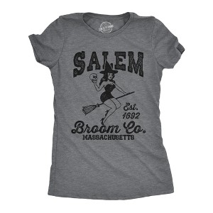 Womens Funny T Shirts Salem Broom Co Sarcastitc Halloween Witch Graphic Tee For Ladies - Crazy Dog Women's T Shirt - 1 of 4