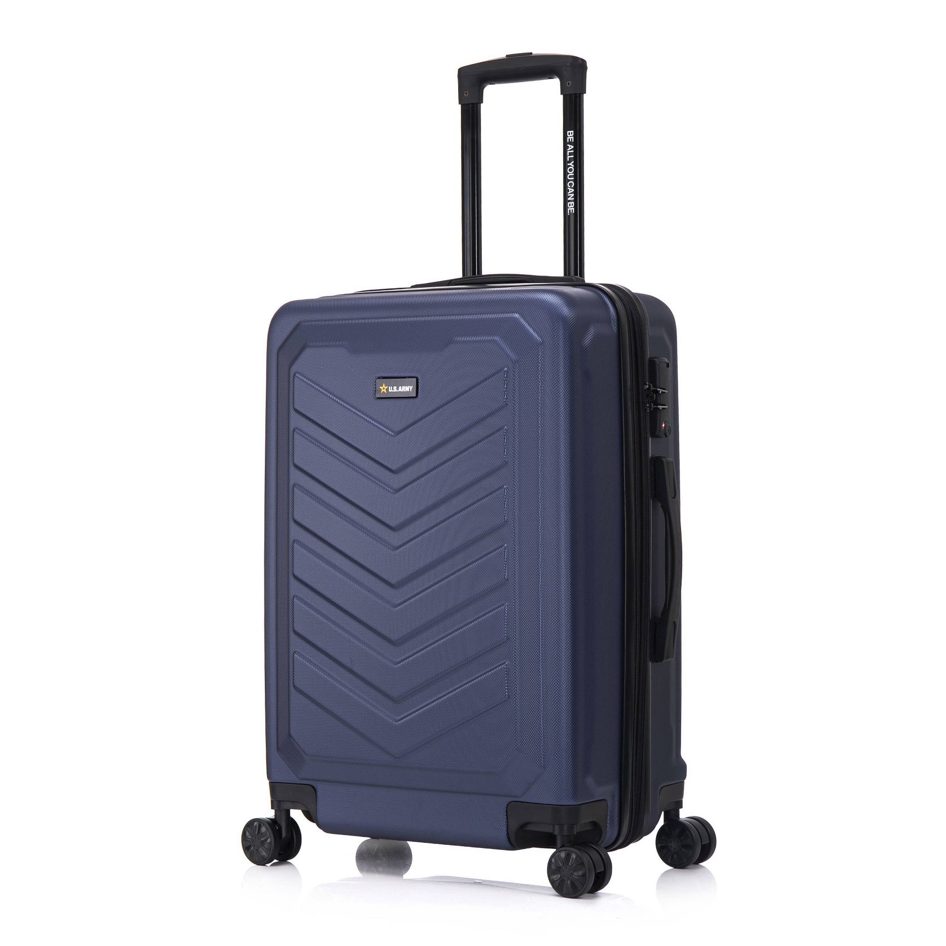 U.S. Army FOX PRO 24" Expandable Medium Checked Hardside Suitcase with TSA Lock - Navy Blue