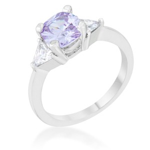 Slickblue Sleek 1.8ct CZ Classic Statement Ring, Cushion Cut Center & Trillion Accents, Multiple Color Option, Sizes 5-10 - 1 of 4