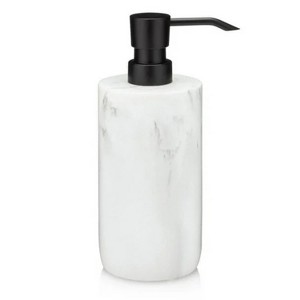 LunaLulinlk White Marble Soap Dispenser with Black Pump, Refillable Liquid Soap Dispenser 16 Oz. Capacity. - 1 of 4