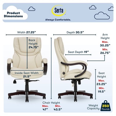 Ivory High Back Bonded Leather Executive Swivel Chair