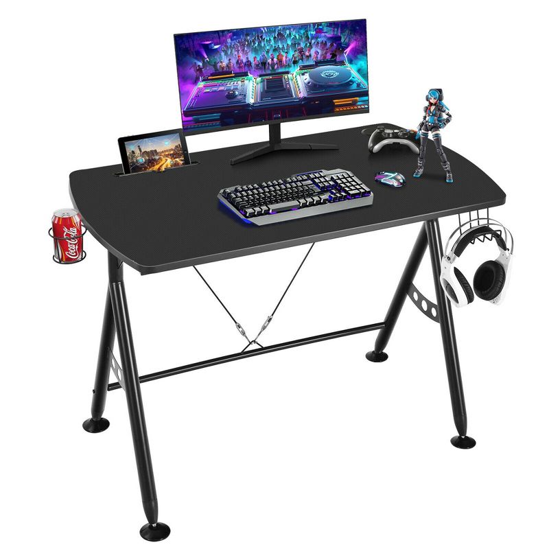 Costway Y-shaped Gaming Desk Home Office Computer Table w/ Phone Slot & Cup Holder, 1 of 11