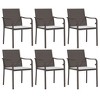 vidaXL Patio Dining Set Table and Chair with Cushions Poly Rattan and Steel - Brown 63" Table Length 6 Chairs - 4 of 4