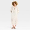 Women's Long Sleeve Eyelet Caftan A-Line Dress - Future Collective Cream - 3 of 3