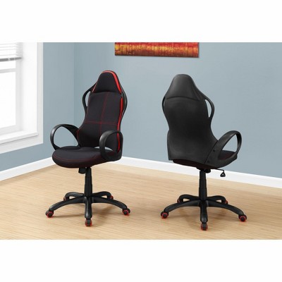 Vynxaria Office Chair, Gaming, Adjustable Height, Swivel, Ergonomic, Armrests, Computer Desk, Work, Black And Red Fabric