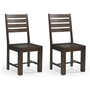HomeRoots Set of Two Brown Solid Wood Ladder Back Dining Side Chairs - 1 of 4