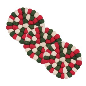 Split P Holiday Wool Ball Trivet Set of 3 - 1 of 4