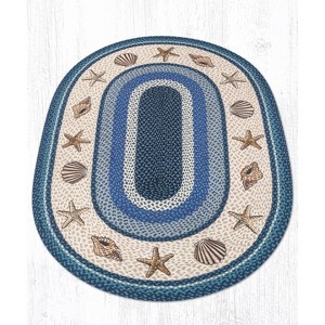 Earth Rugs Oval Patch Tread Rug 4'x6' with Seashell Design – Coastal Braided Jute Accent - 1 of 3