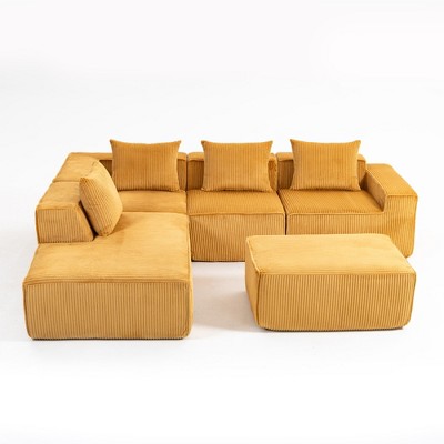 Resenkos Modular Sofa Set, Flexible Sectional Couch, Perfect for Living Room, Space-Saving & Comfortable, Corduroy, Beige