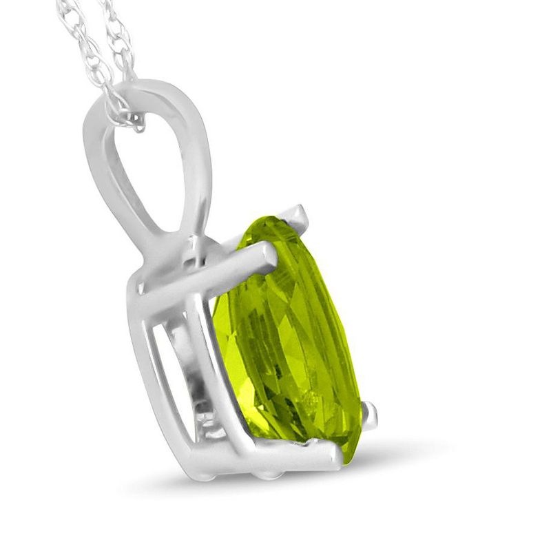 Pompeii3 2ct Oval Shape Peridot Solitaire Pendant 14K White Gold With 18" Chain, 2 of 4