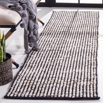 Natura Black and Ivory Flat Woven Wool Runner Rug