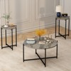 Hooseng Coffee Table Set of 3,Modern Faux Marble Top with Golden Frame Coffee Table & 2 Accent Table for Apartment,Office - 2 of 4
