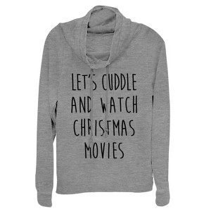 Juniors Womens CHIN UP Christmas Movies and Cuddle Cowl Neck Sweatshirt - 1 of 3