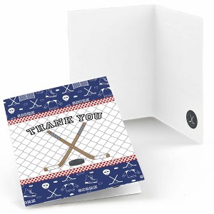 Big Dot of Happiness Shoots and Scores - Hockey - Baby Shower or Birthday Party Thank You Cards (8 Count) - 1 of 4
