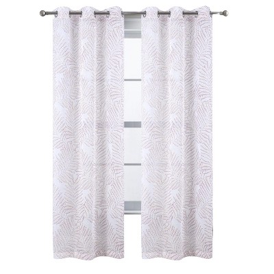 RT Designers Collection Faye Grommet Metallic Sheer Printed Doily Curtain Panel Rose