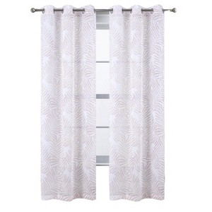 RT Designers Collection Faye Grommet Metallic Sheer Printed Doily Curtain Panel Rose - 1 of 4