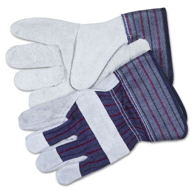 Memphis Split Leather Palm Gloves Gray Pair 12010XL