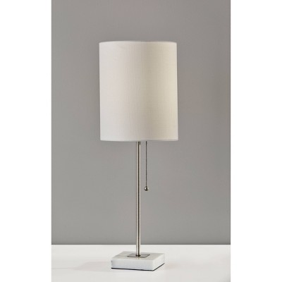23" Brushed Steel Desk Lamp with White Marble Base