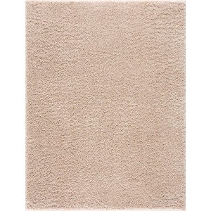 Hauteloom Faina Solid Beige Shag Washable Area Rug - 1 of 4