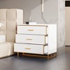 FUFU&GAGA Modern White Nightstand with Gold Accents - 3 - Drawer Bedroom Organizer - 2 of 4