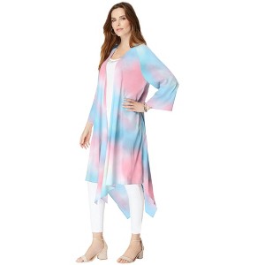 Roaman's Women's Plus Size Hanky Hem Duster - 1 of 4