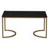 Half Moon Rectangular Coffee Table Black Oak Wood Grain and Gold Metal - image 3 of 4