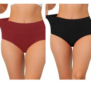 Allegra K Women's High Waist Available in Plus Size Tummy Control Briefs 2 Packs - 1 of 4