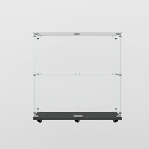 GlasFlength Decorative Storage Cabinets Glass Display Cabinet Lockable Cabinet Clear Tempered Cabinet for Living Room, Black, 30.91"*13.58"*34.17" - 1 of 4