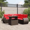 vidaXL Patio Sofa Set with Cushions and Table Outdoor 6 Piece Poly Rattan - Brown - 2 of 4