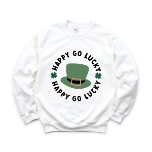 Simply Sage Market Women's Graphic Sweatshirt Happy Go Lucky Hat - 1 of 4