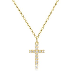 Dainty Cross Necklace for Women, 14K Gold Plated or Sterling Silver Pendant - 1 of 4