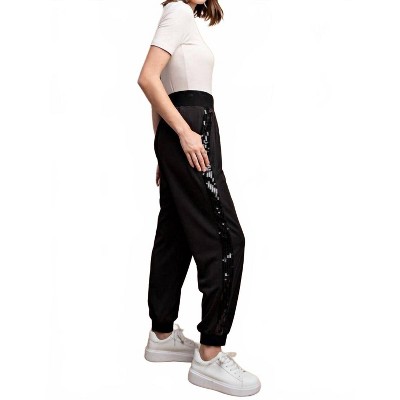 Women's Sequin Side Stripe Jogger Pant - GiGiO
