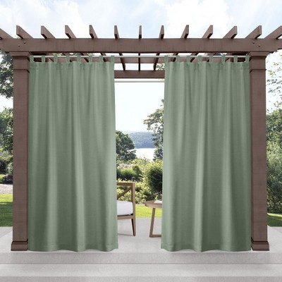 EXCLUSIVE HOME Cabana Solid Indoor/Outdoor Light Filtering Hook-and-Loop Tab Top Curtain Panel Pair