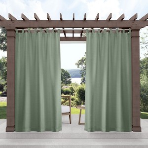 EXCLUSIVE HOME Cabana Solid Indoor/Outdoor Light Filtering Hook-and-Loop Tab Top Curtain Panel Pair - 1 of 3