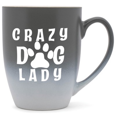 Elanze Designs Crazy Dog Lady Two Toned Ombre Matte Grey and White 12 ounce Ceramic Stoneware Coffee Cup Mug