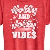 Women's - Instant Message - Holly And Jolly Vibes Christmas Short Sleeve Graphic T-Shirt - 2 of 4