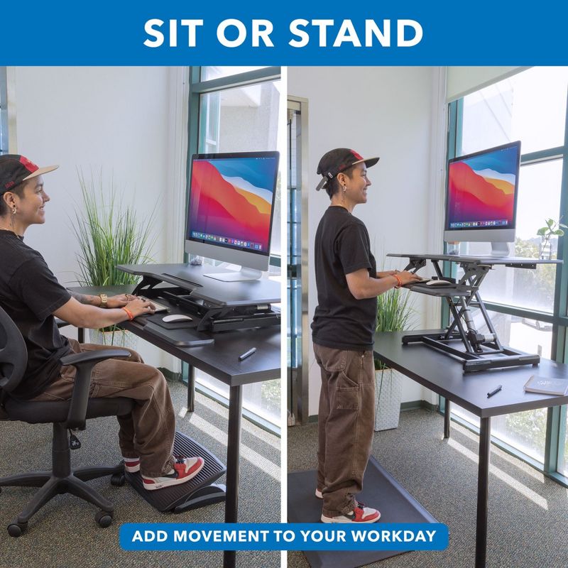 Mount-It! Electric Adjustable Stand Up Desk Converter | 38 in. Wide Tabletop Motorized Standing Desk Riser w/ Keyboard Tray Fits Monitors | Black, 4 of 10
