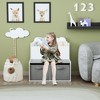 ORRD Kids Bookshelf with 2 Storage Bins, Bear-Shaped Bookcase & Toy Organizer for Toddlers, White and Gray Wooden Book Display - 3 of 4