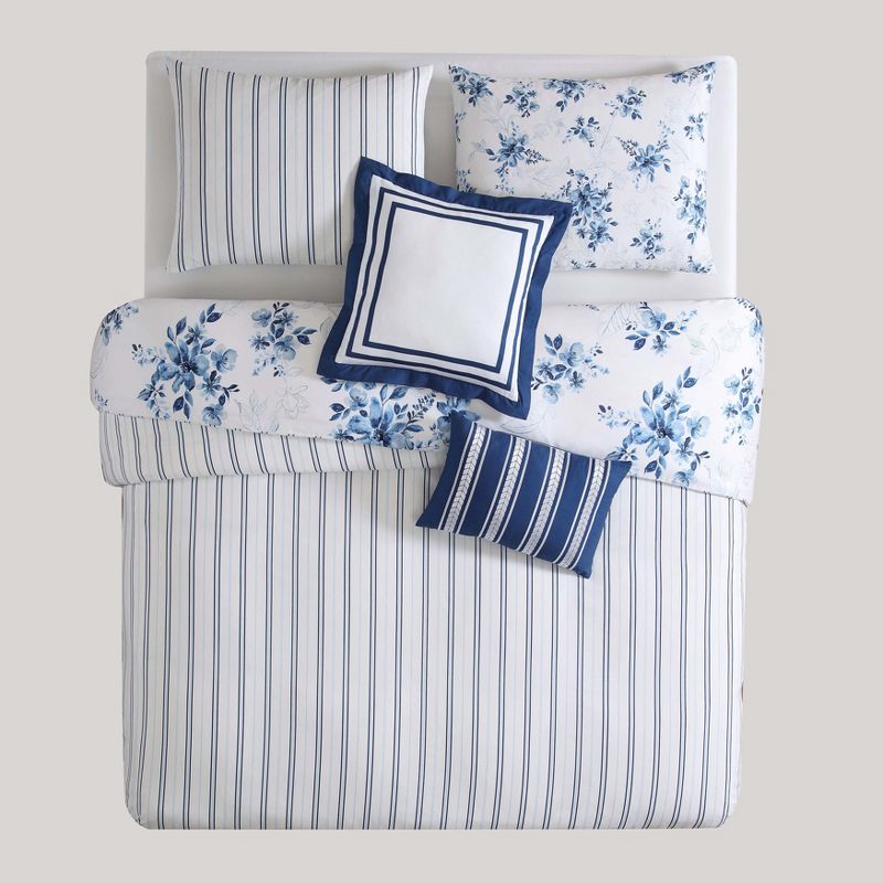 Bebejan Blue Art 100% Cotton 5-Piece Reversible Comforter Set, 6 of 10