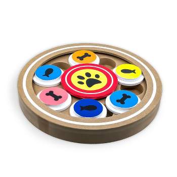 Flipo Brainiac Wooden Disc-O Interactive Treat Dispensing Puzzle Pet Toy