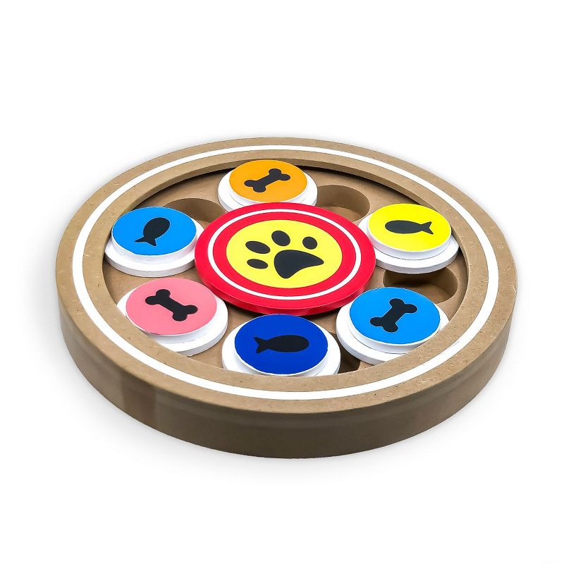 Flipo Brainiac Wooden Disc-O Interactive Treat Dispensing Puzzle Pet Toy, 1 of 4