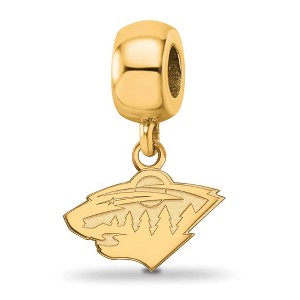 Black Bow Jewelry 14k Yellow Gold Plated Sterling Silver Minnesota Wild NHL Bead Charm - 1 of 4