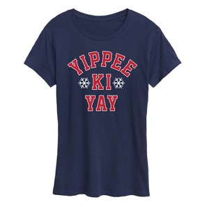Women's - Instant Message - Yippee Ki Yay Athletic Christmas Short Sleeve Graphic T-Shirt - 1 of 4